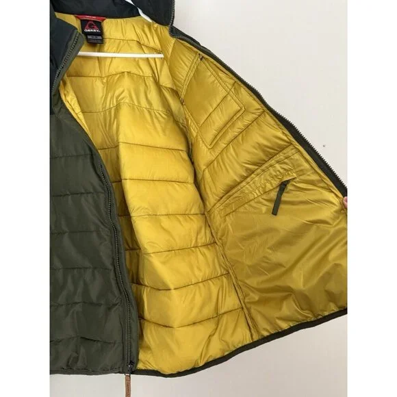 Gerry Bearwood Workwear Puffer Jacket Men M Olive Black Cozy Quilted Comfy - Picture 8 of 10